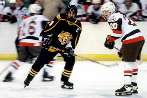 Captain Lee Allen watches the puck.