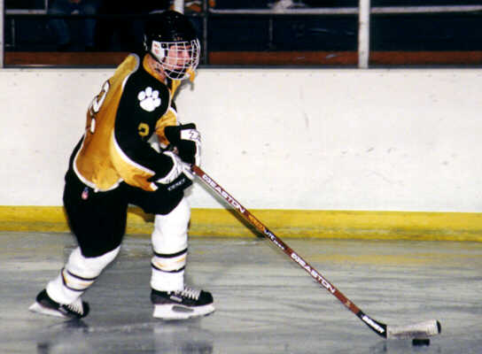 Brendon Benner pushes the puck up ice.
