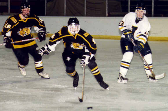 Jeff Houser moves the puck against St. Ignatius.