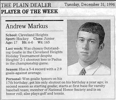 Andrew Markus - Player of the Week