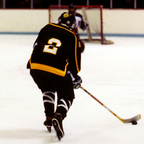 Eric Aber closes in on the Kent Roosevelt goal.