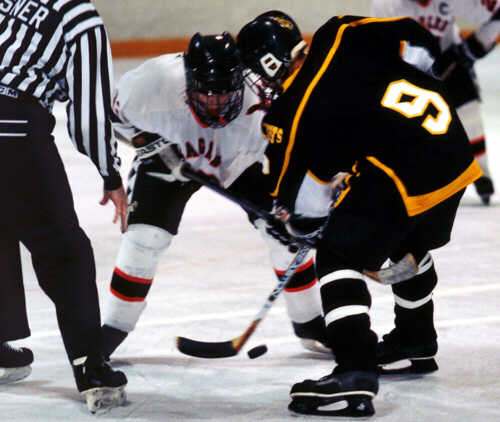 Lee Allen faces off with North Olmsted.
