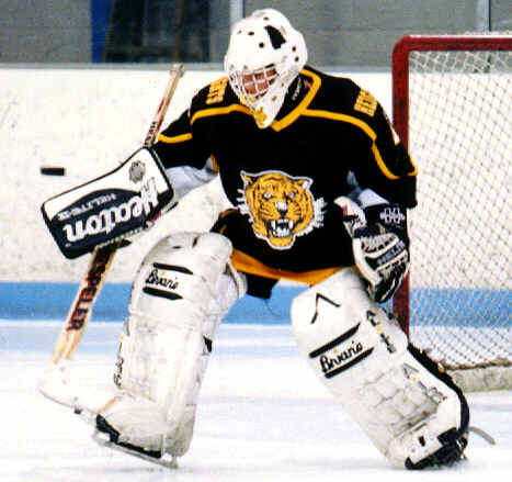 Ben Gaglioti makes a stick save.