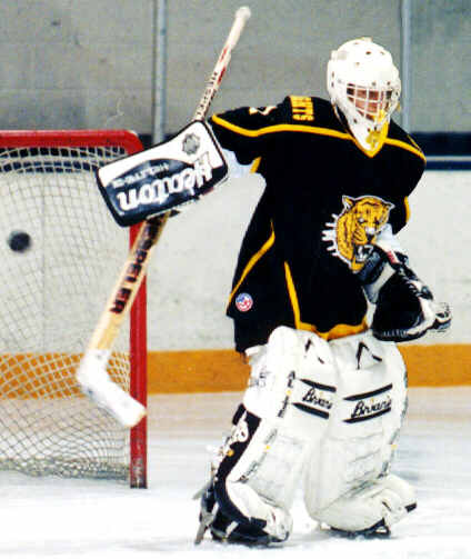 Ben Gaglioti deflects a shot into the corner.